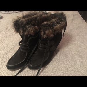 Wintery lace up booties